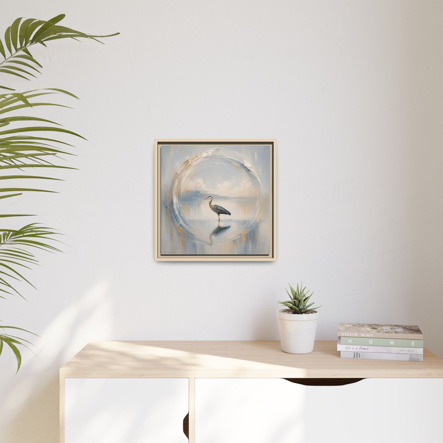 Great Blue Heron Abstract Framed Canvas Print