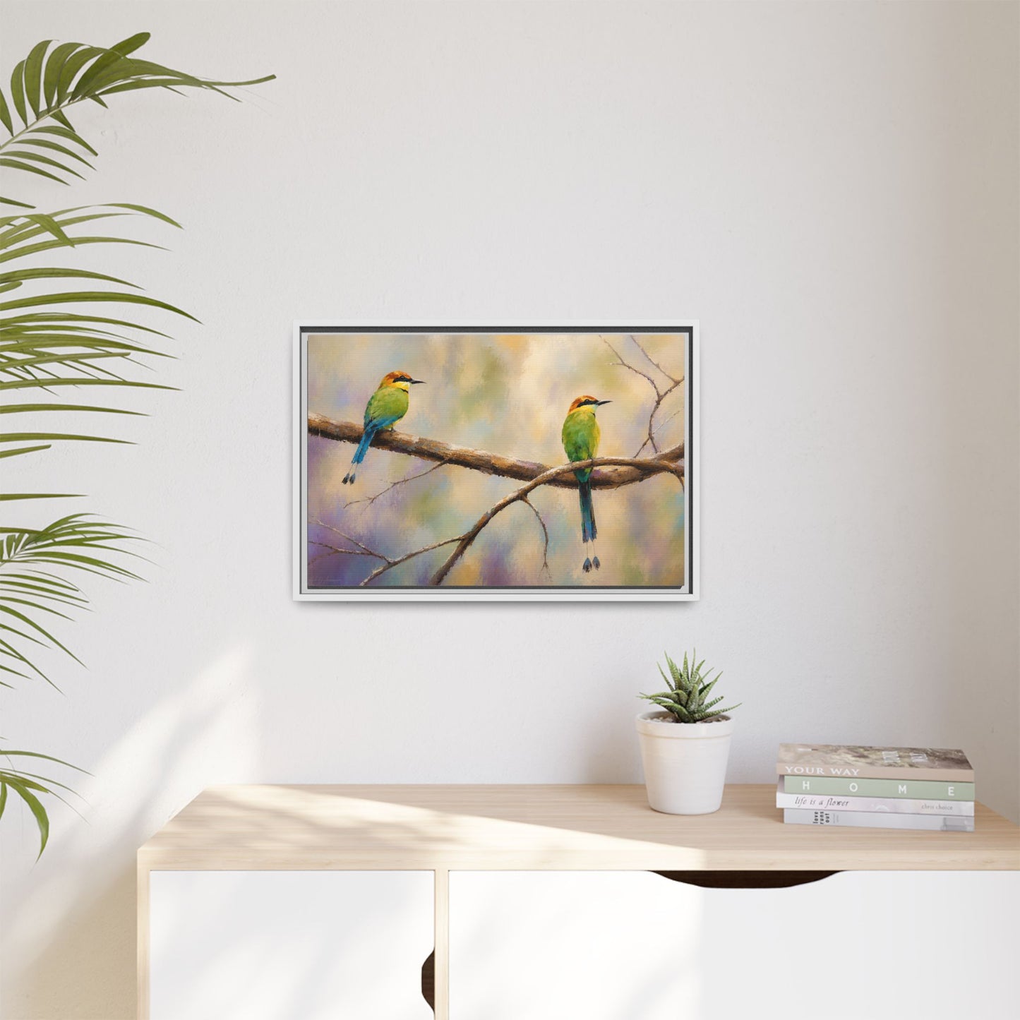 Twin Motmot Abstract Framed Canvas Print