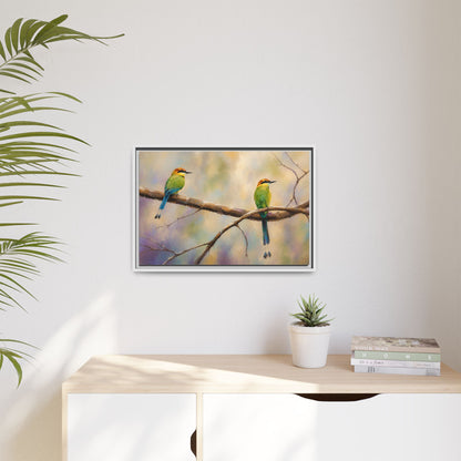 Twin Motmot Abstract Framed Canvas Print