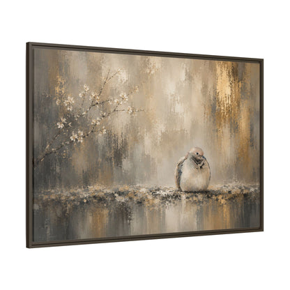 Dove Golden Abstract Framed Canvas Print