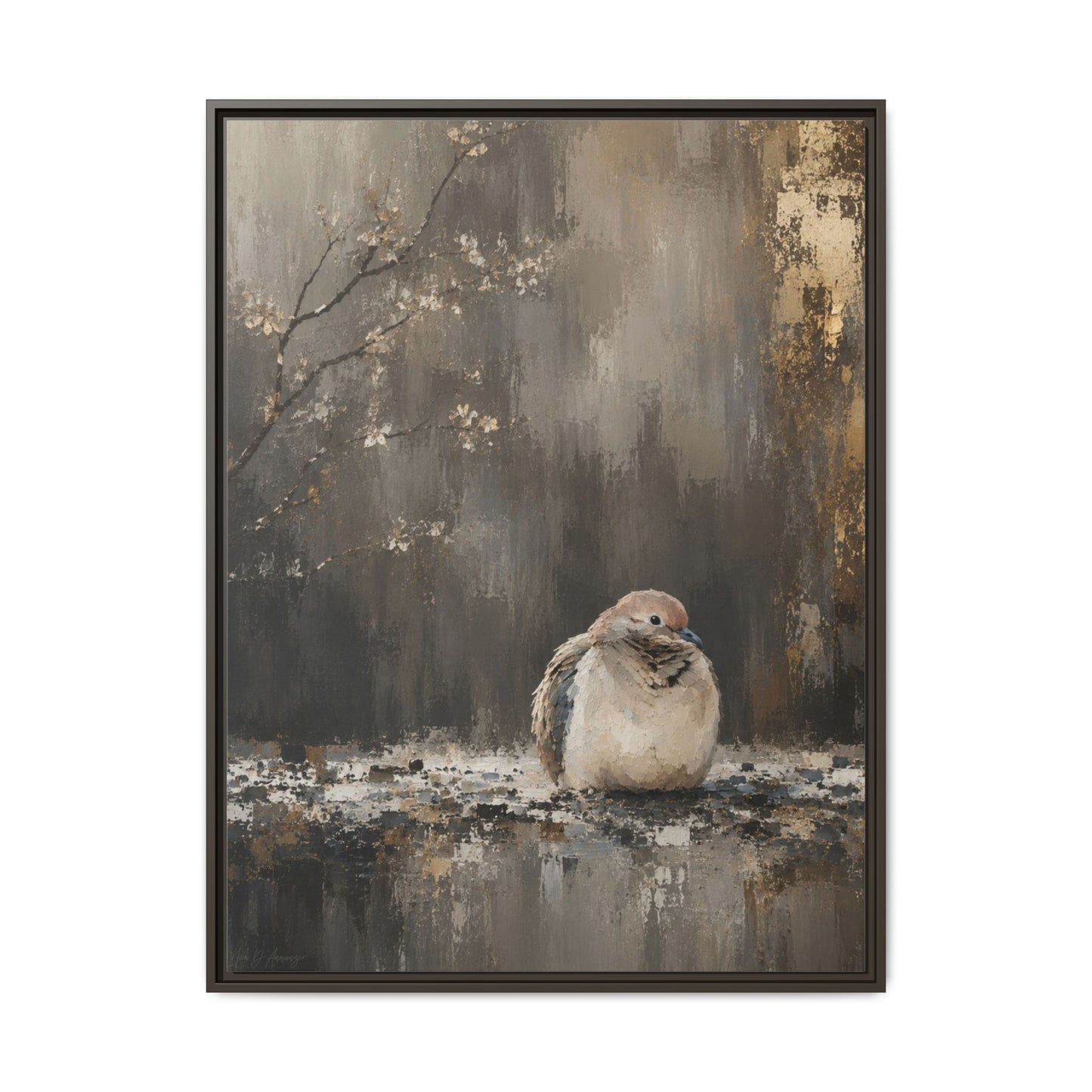Dove in Shadow Abstract Framed Canvas Print