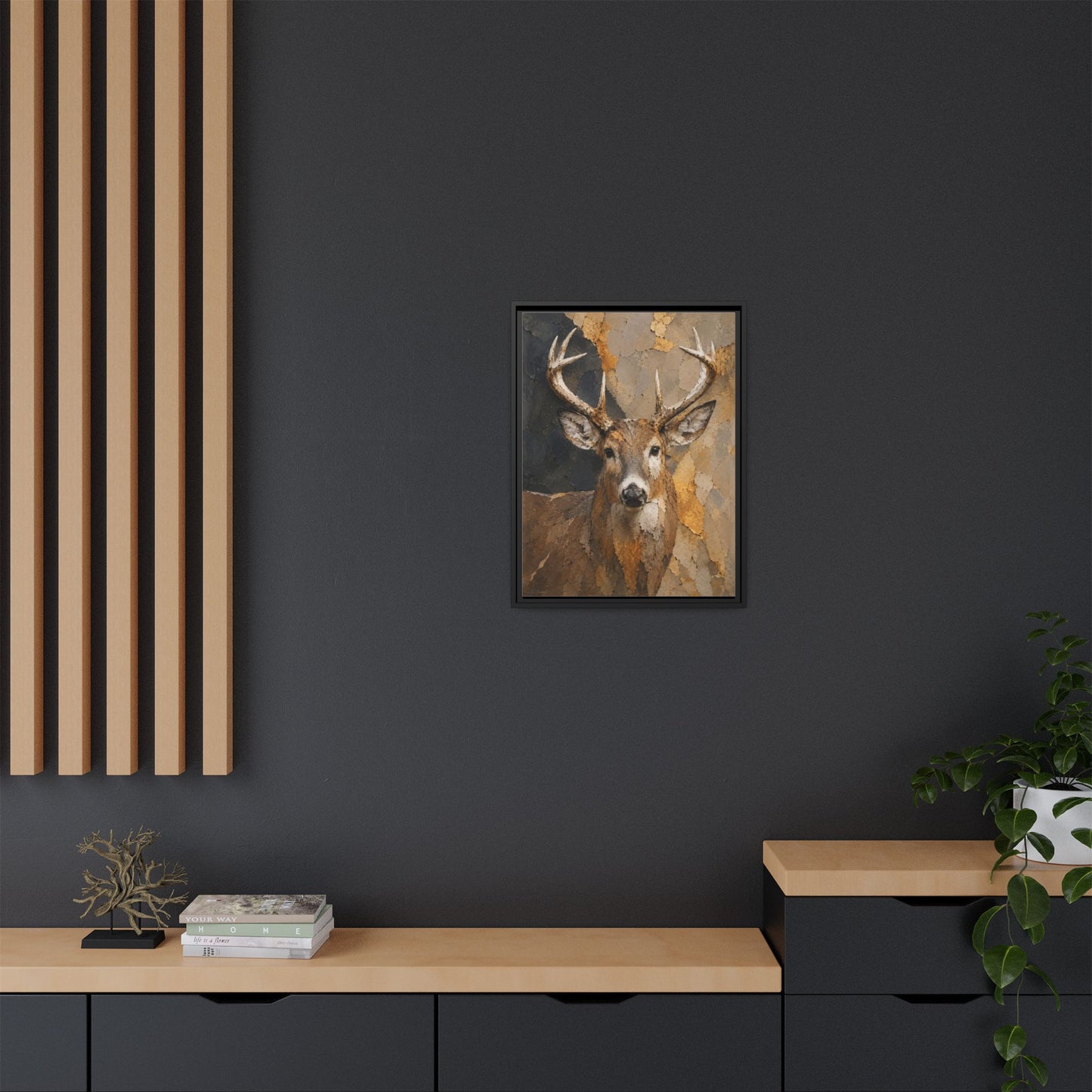 Woodland Buck Abstract Framed Canvas Print