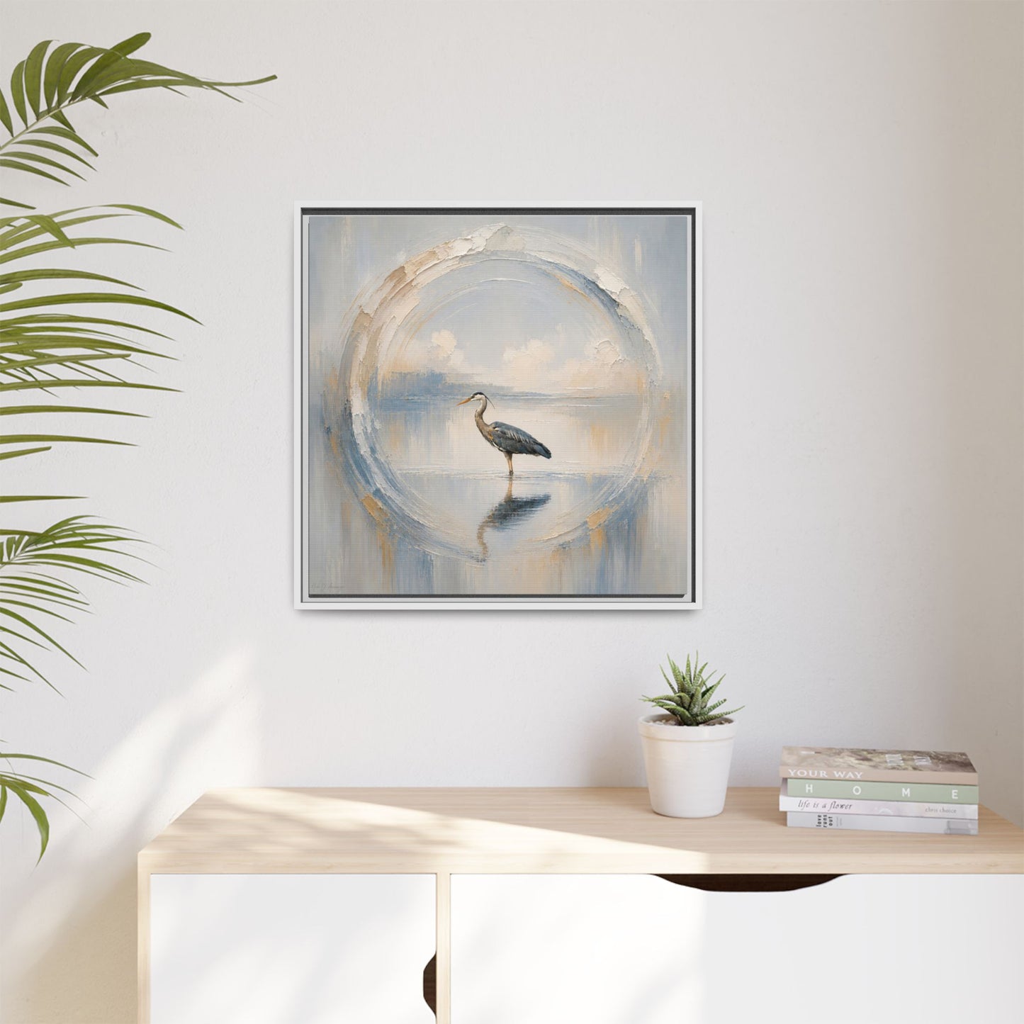 Great Blue Heron Abstract Framed Canvas Print