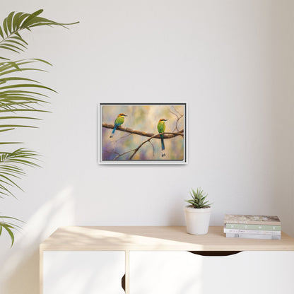 Twin Motmot Abstract Framed Canvas Print