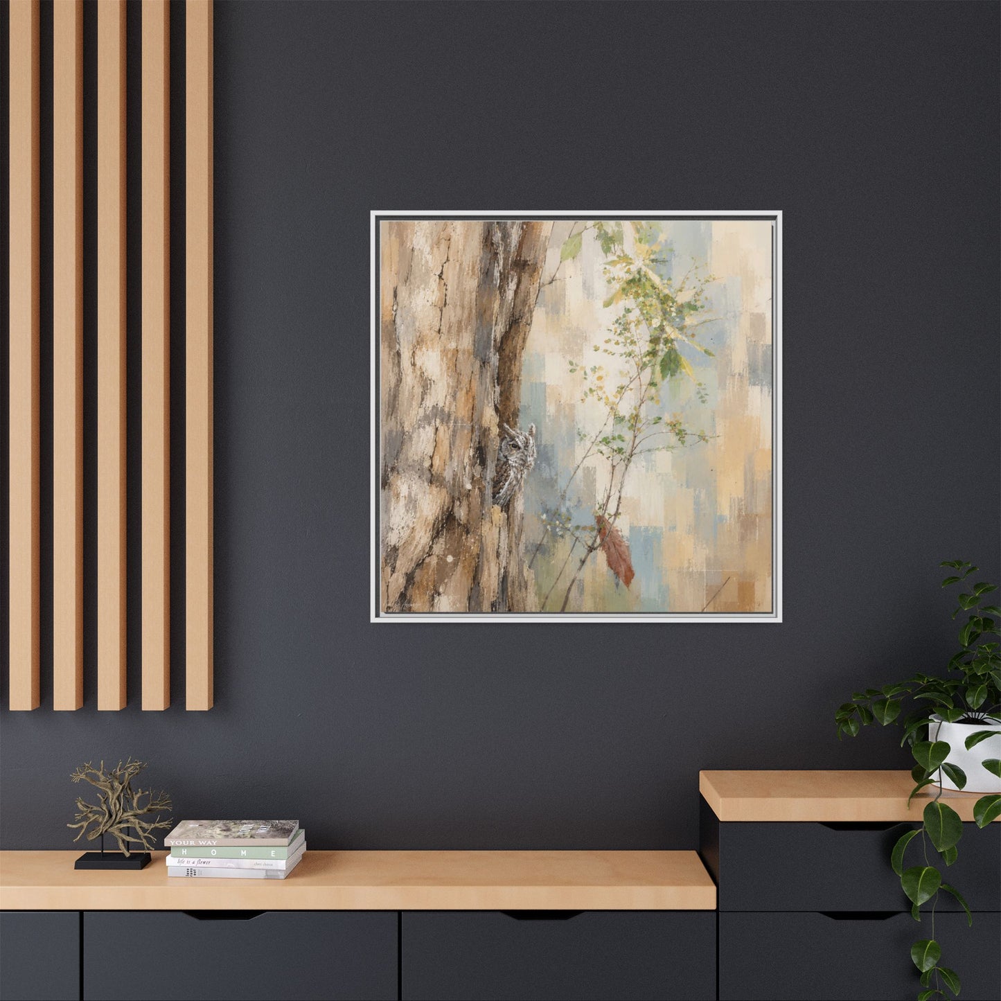 Pacific Screech Owl Abstract Framed Canvas Print