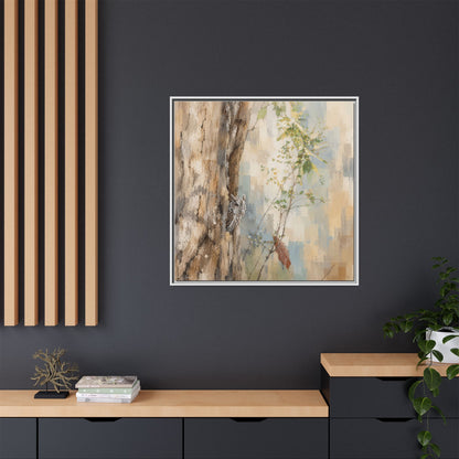 Pacific Screech Owl Abstract Framed Canvas Print