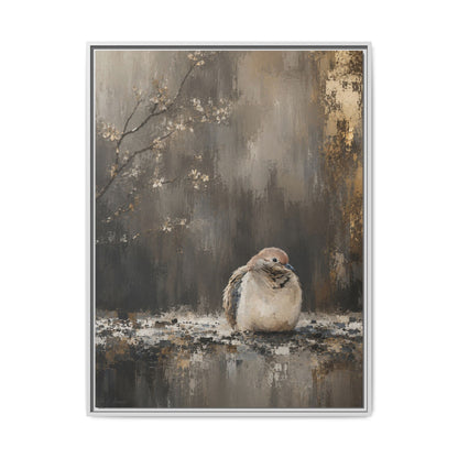 Dove in Shadow Abstract Framed Canvas Print