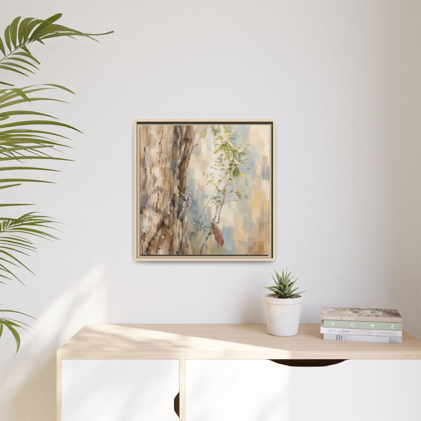 Pacific Screech Owl Abstract Framed Canvas Print