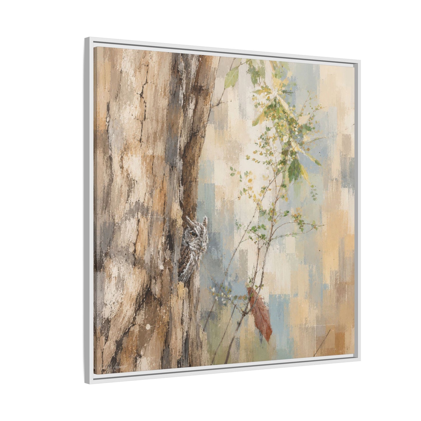 Pacific Screech Owl Abstract Framed Canvas Print