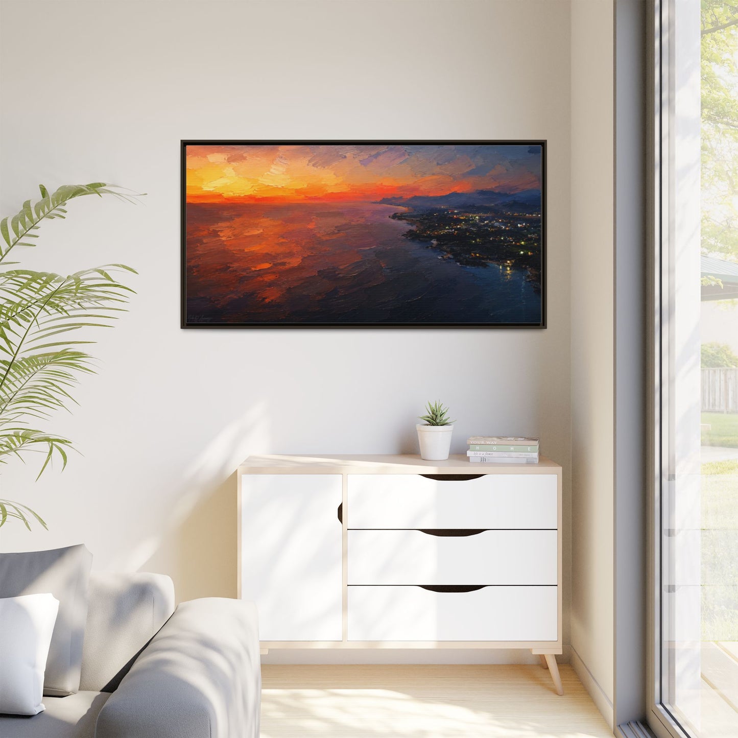 Puerto Escondido Sunset Abstract Framed Canvas Print