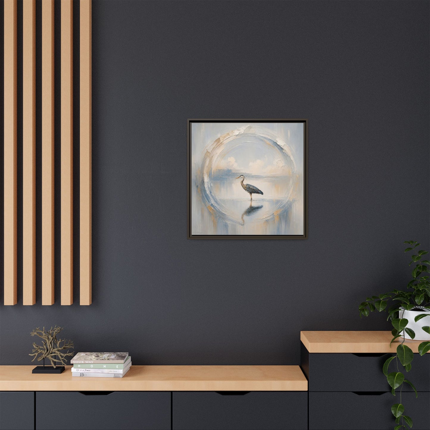 Great Blue Heron Abstract Framed Canvas Print