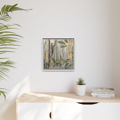 Golden-Cheeked Abstract Framed Canvas Print