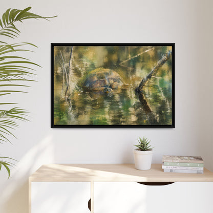 Painted Turtle Light Abstract Framed Canvas Print