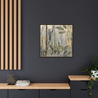 Golden-Cheeked Abstract Framed Canvas Print