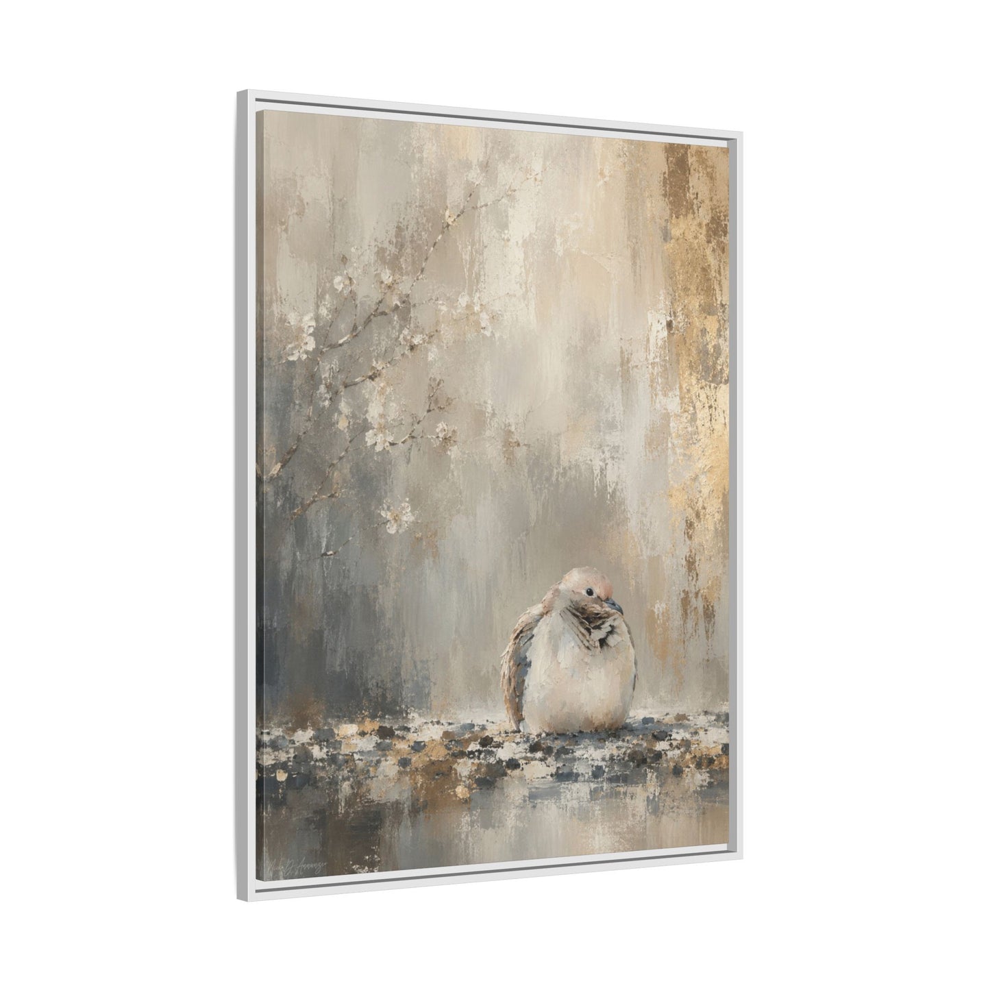 Dove Light Abstract Framed Canvas Print