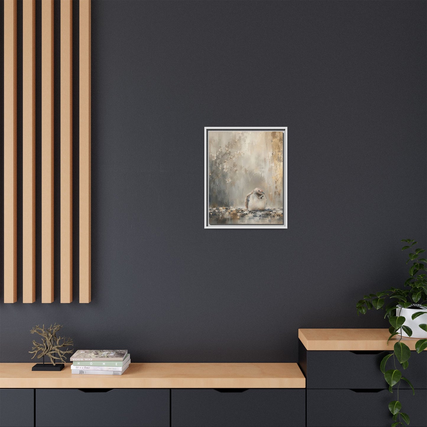 Dove Light Abstract Framed Canvas Print