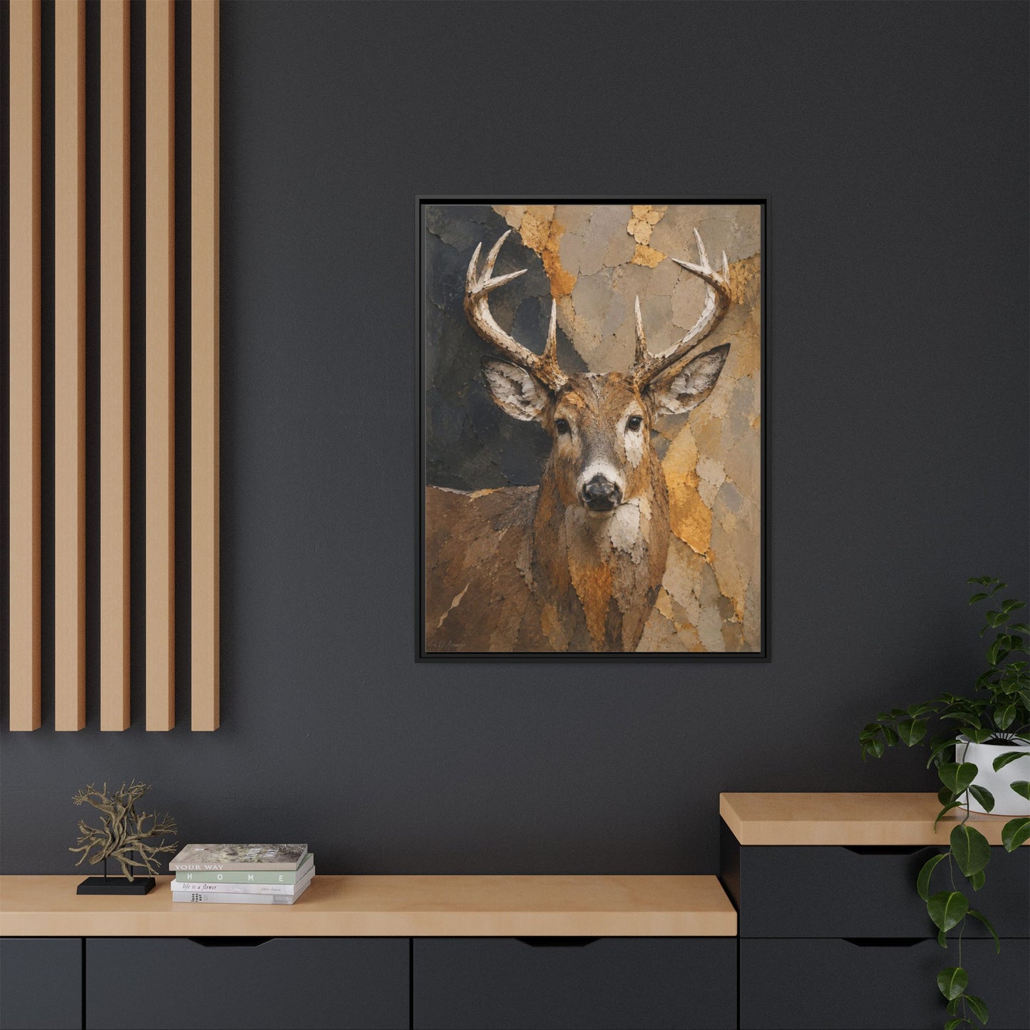 Woodland Buck Abstract Framed Canvas Print