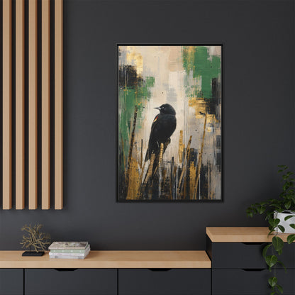 Blackbird Abstract Framed Canvas Print