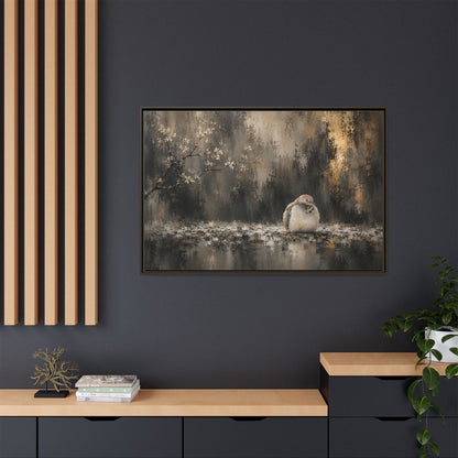 Dove Dark Abstract Framed Canvas Print