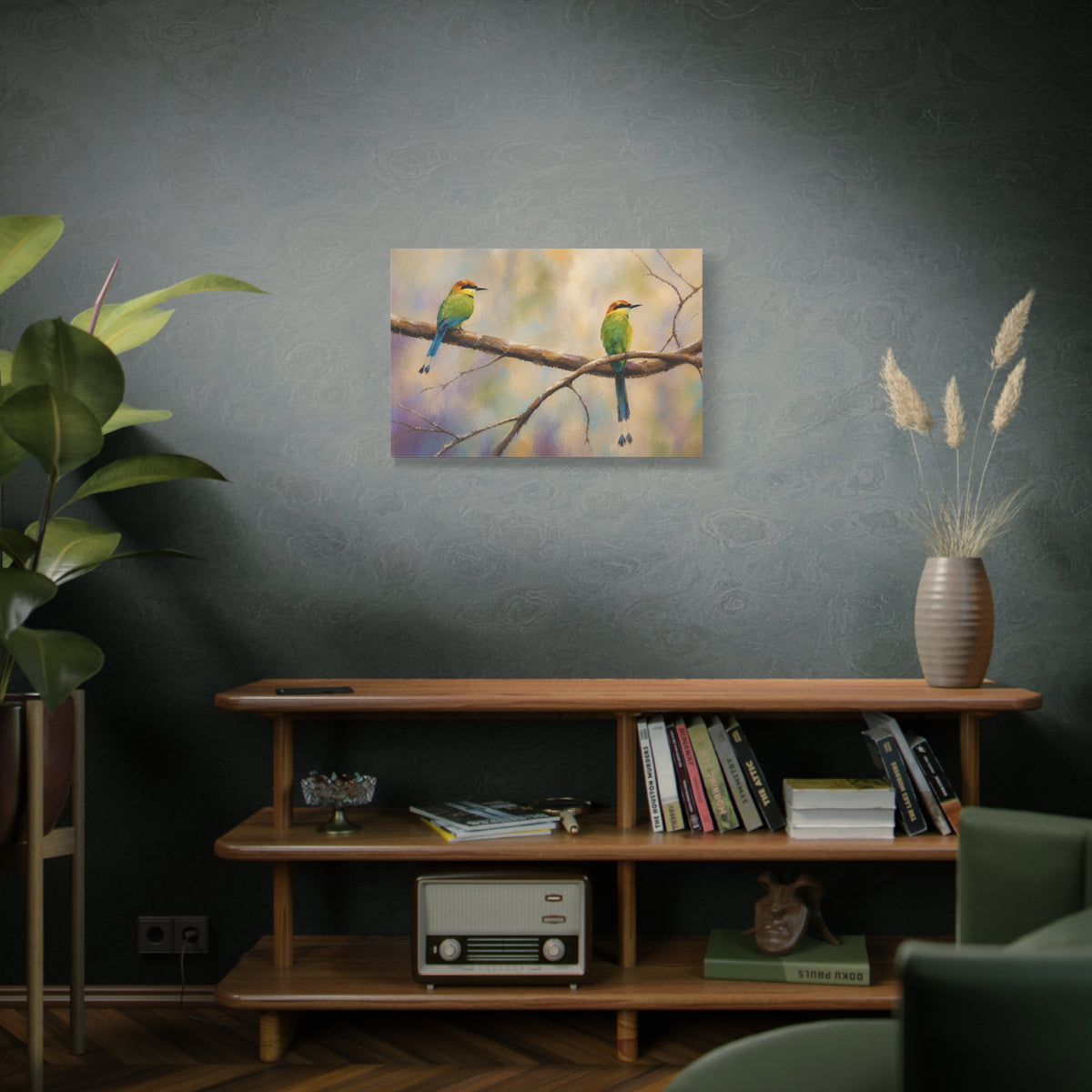 Twin Motmot Abstract Canvas Print