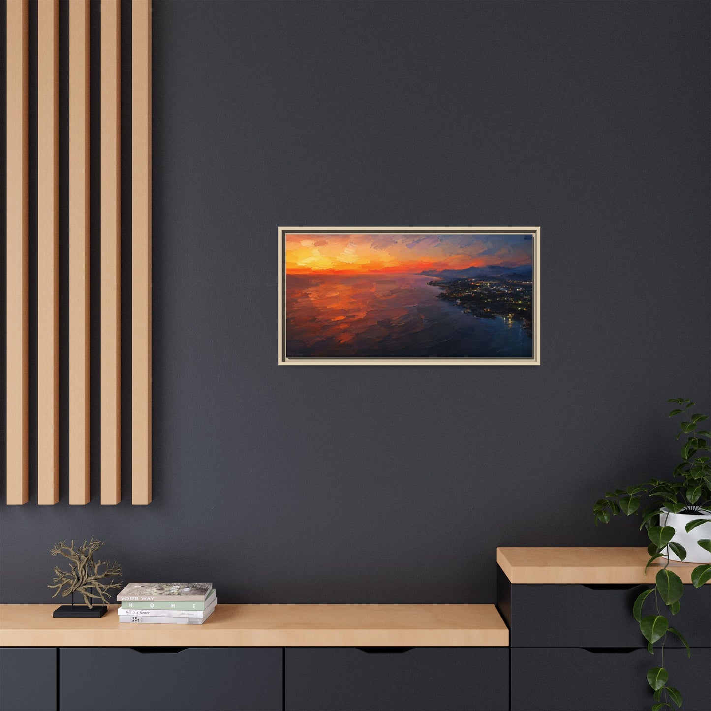Puerto Escondido Sunset Abstract Framed Canvas Print