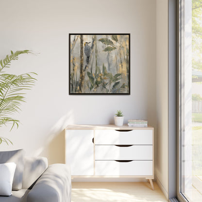 Golden-Cheeked Abstract Framed Canvas Print