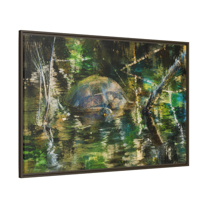 Painted Turtle Abstract Framed Canvas Print