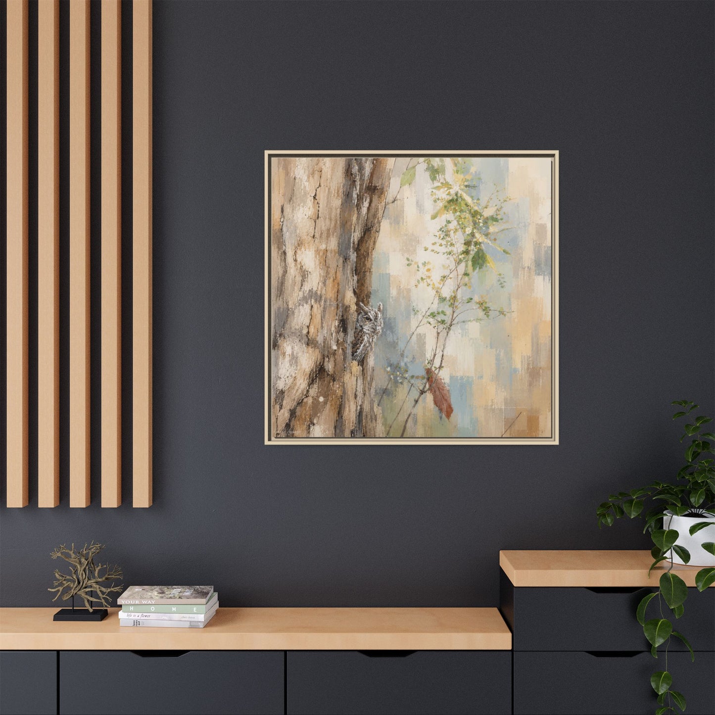Pacific Screech Owl Abstract Framed Canvas Print