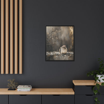 Dove in Shadow Abstract Framed Canvas Print