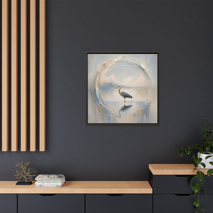 Great Blue Heron Abstract Framed Canvas Print