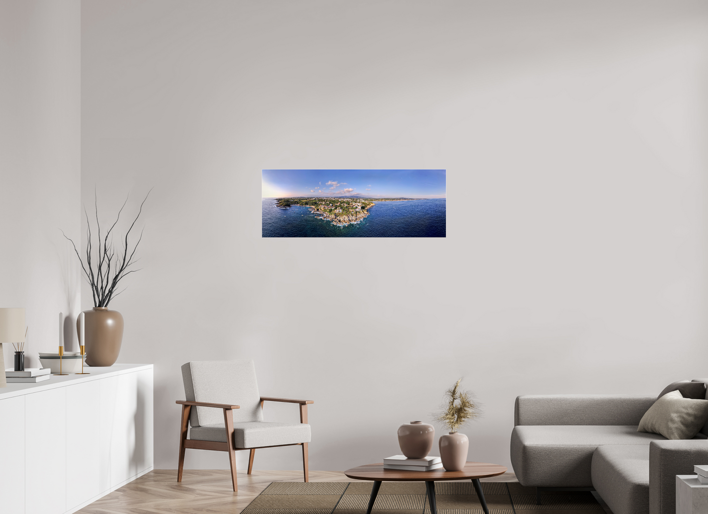 108.3 x 40 cm, Photo Print Under Acrylic Glass 4 mm, Glossy Puerto Panorama
