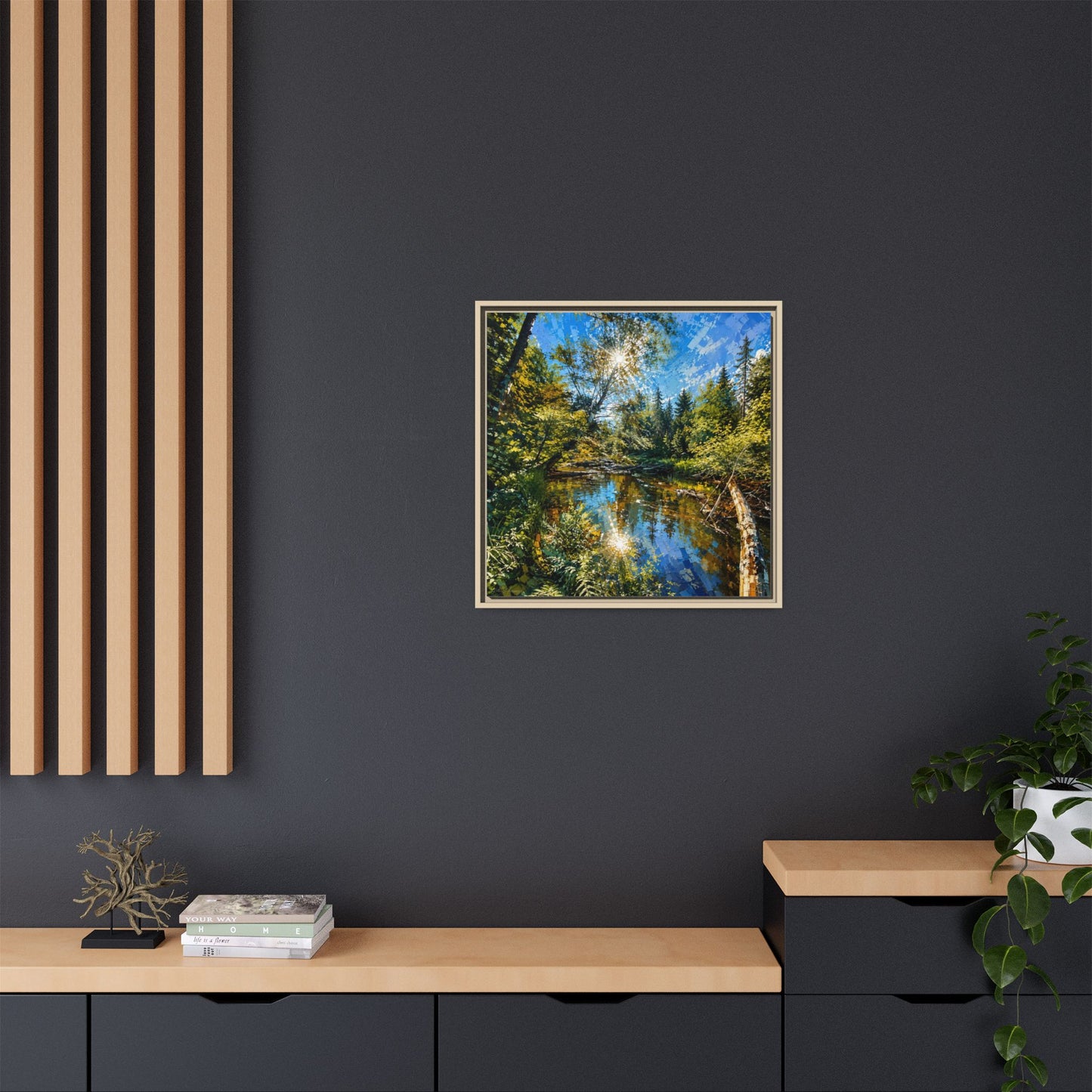 Apsley River Abstract Framed Canvas Print