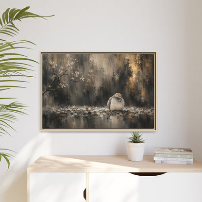 Dove Dark Abstract Framed Canvas Print