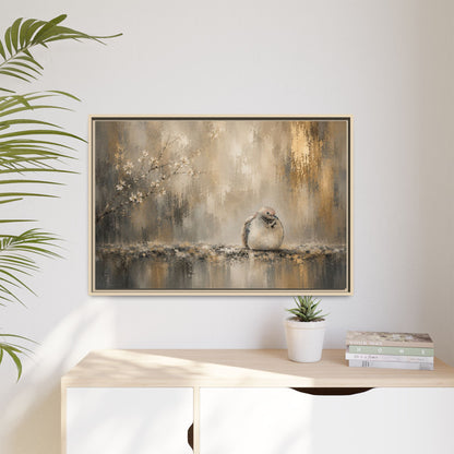 Dove Golden Abstract Framed Canvas Print