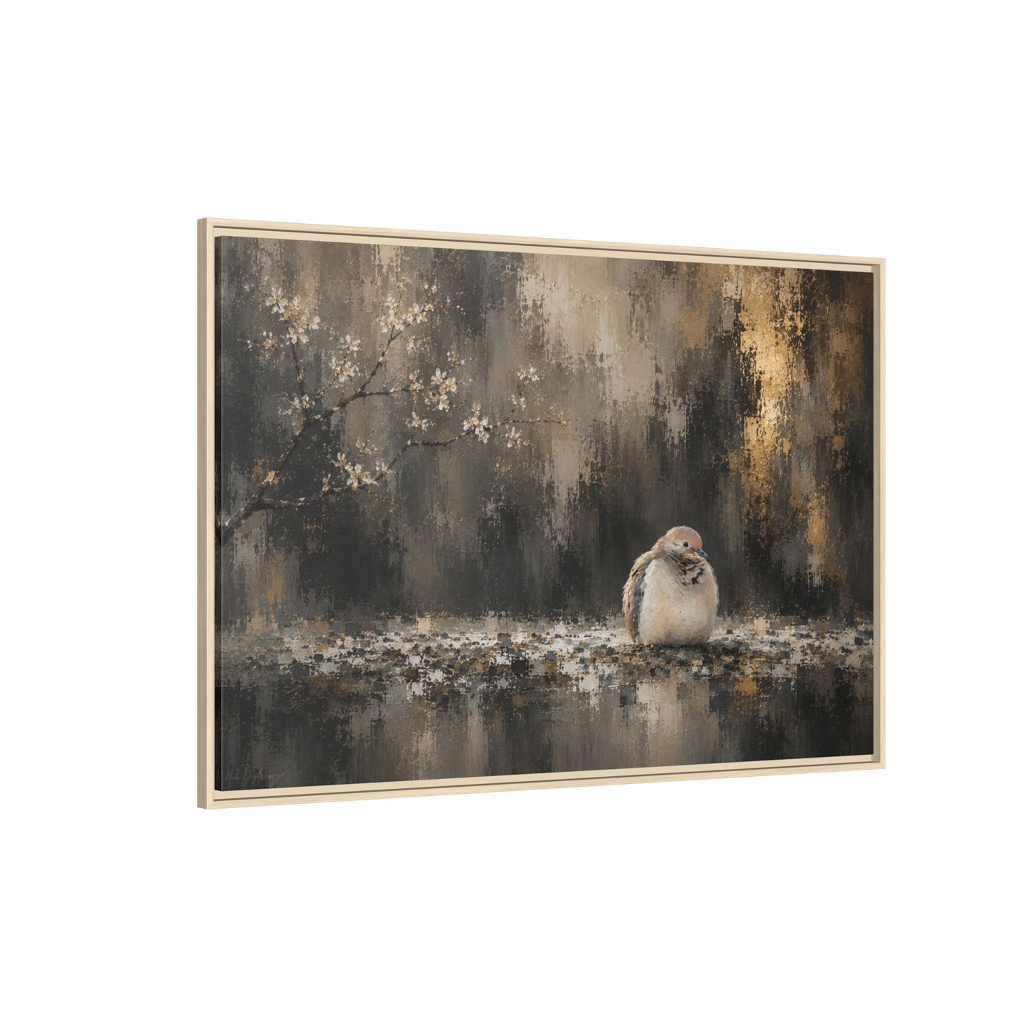 Dove Dark Abstract Framed Canvas Print