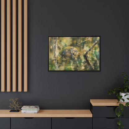 Painted Turtle Light Abstract Framed Canvas Print