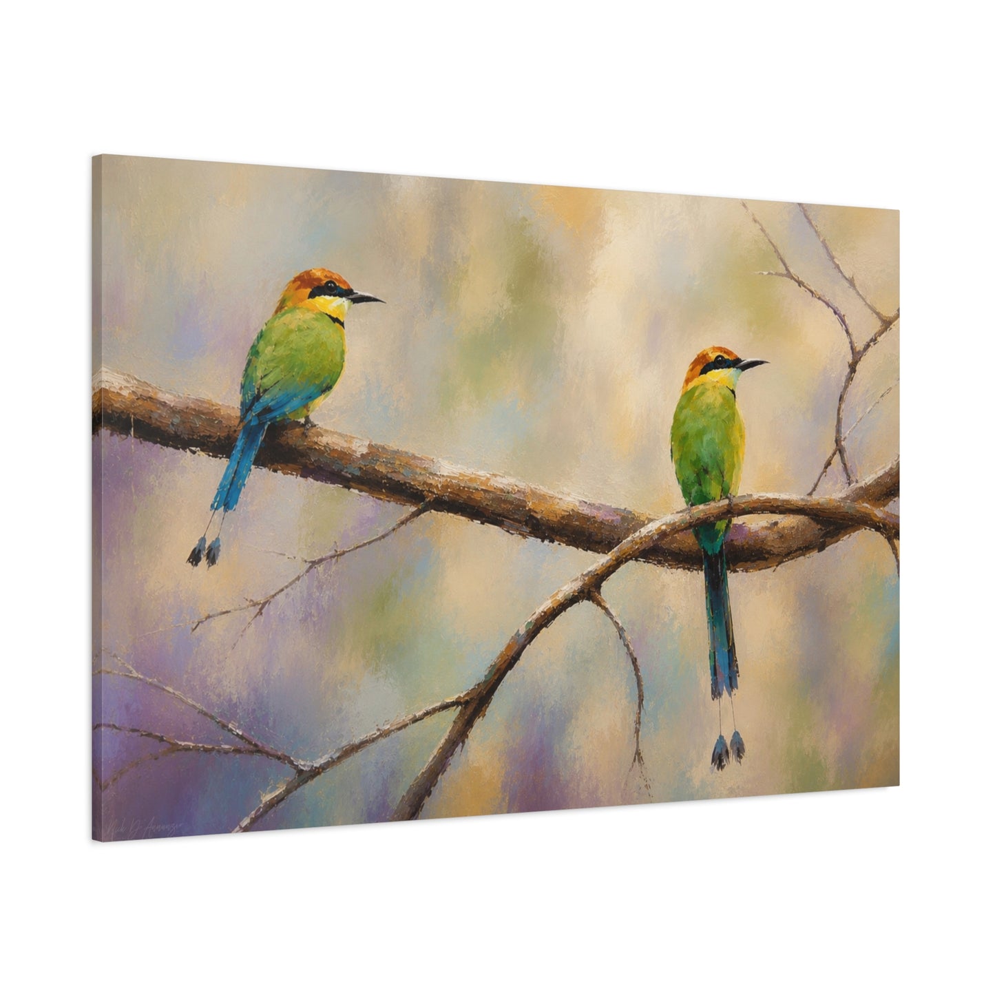 Twin Motmot Abstract Canvas Print