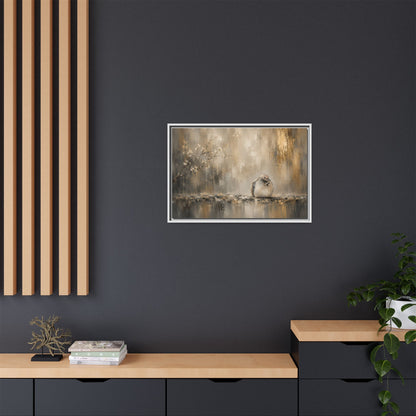 Dove Golden Abstract Framed Canvas Print