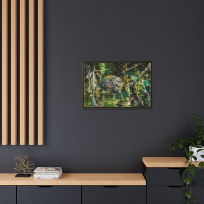 Painted Turtle Abstract Framed Canvas Print