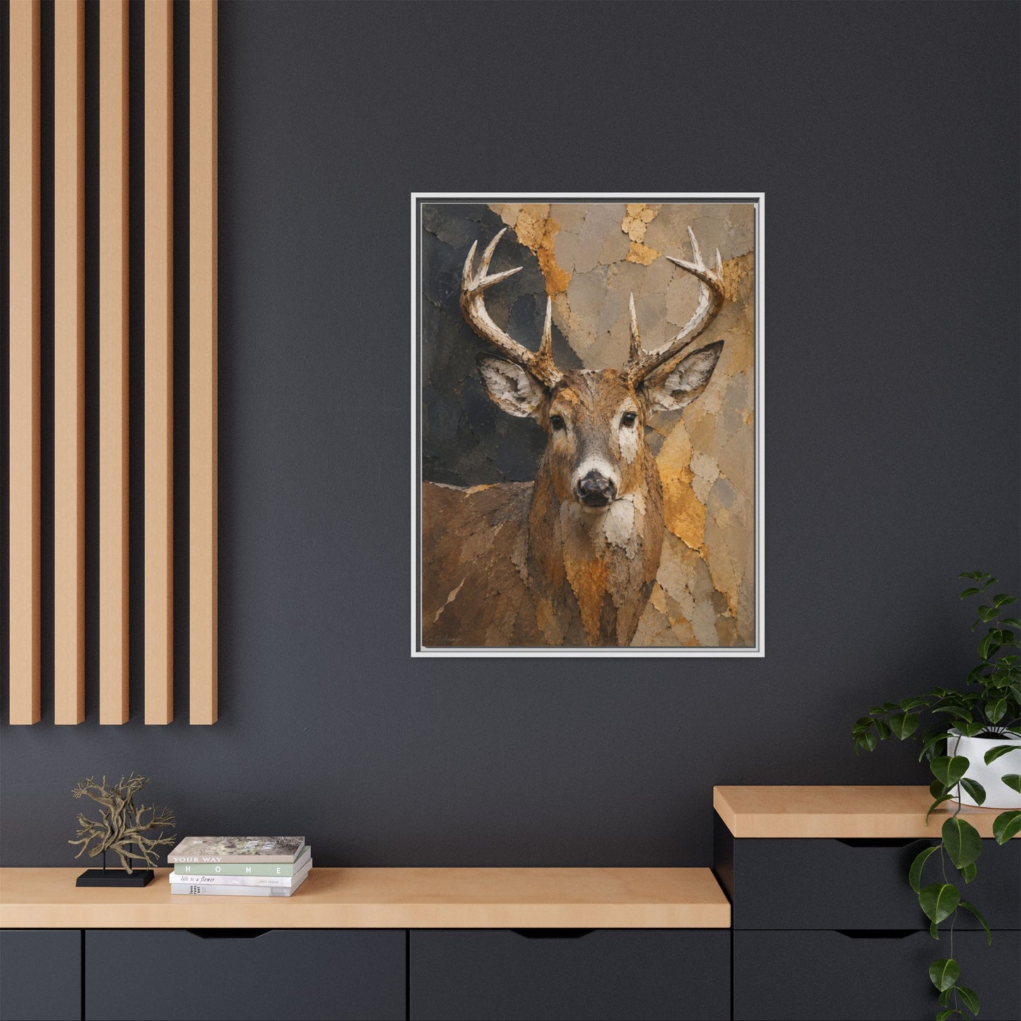 Woodland Buck Abstract Framed Canvas Print