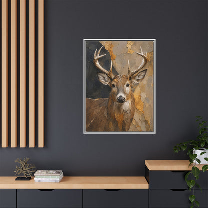 Woodland Buck Abstract Framed Canvas Print