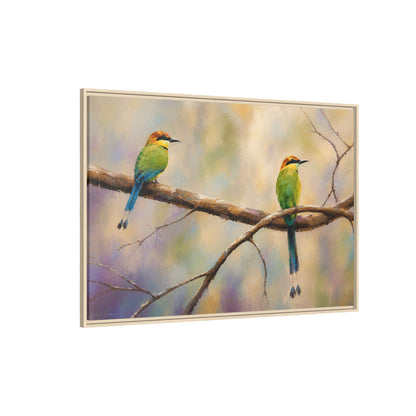 Twin Motmot Abstract Framed Canvas Print
