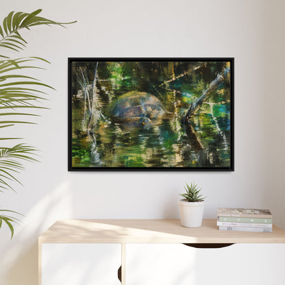 Painted Turtle Abstract Framed Canvas Print
