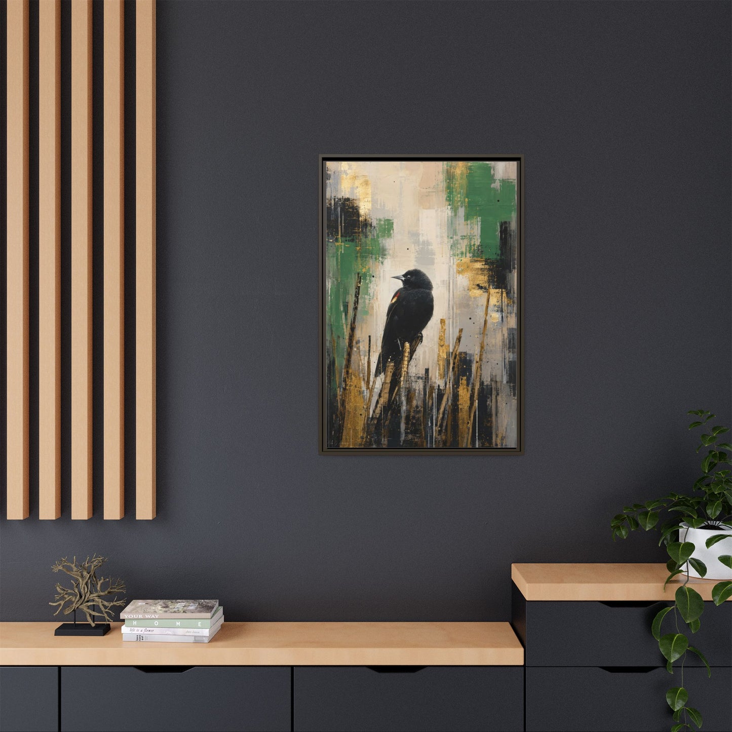 Blackbird Abstract Framed Canvas Print