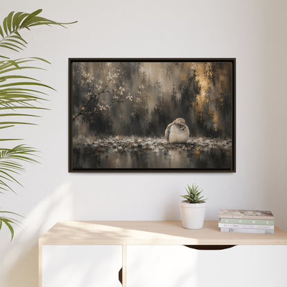 Dove Dark Abstract Framed Canvas Print