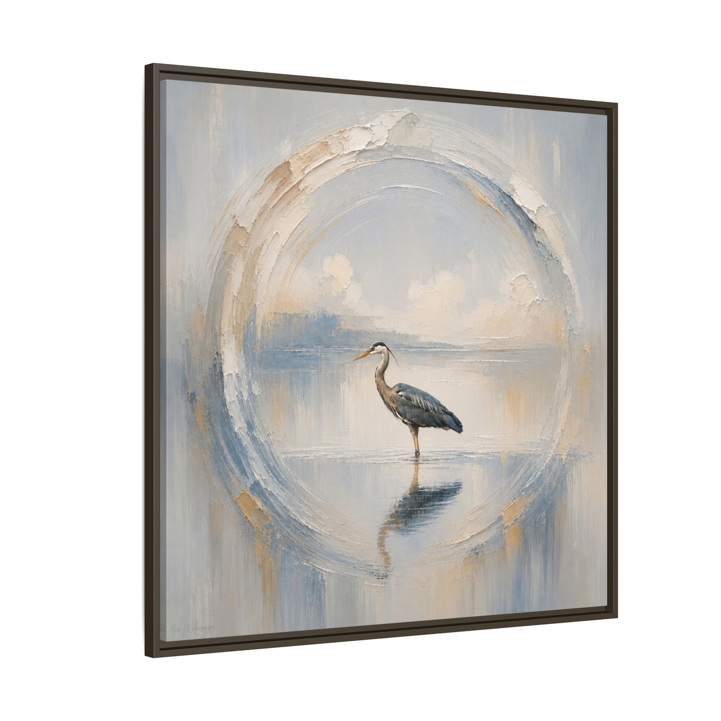 Great Blue Heron Abstract Framed Canvas Print