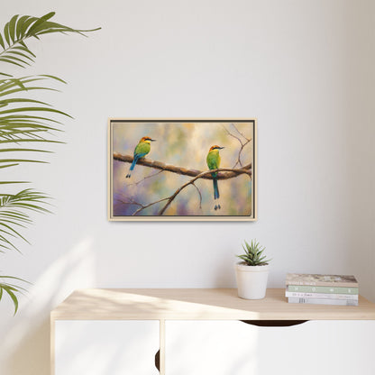 Twin Motmot Abstract Framed Canvas Print