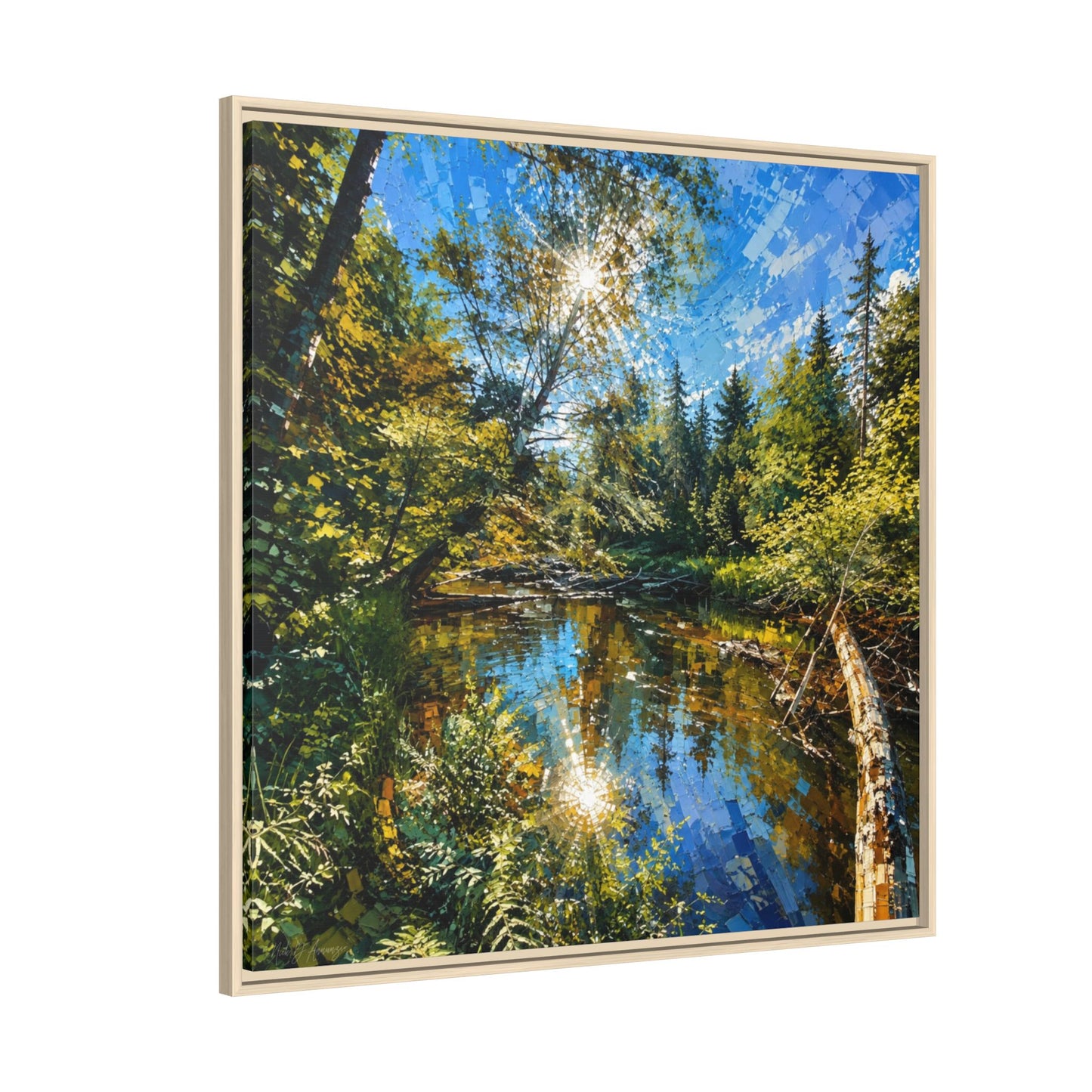 Apsley River Abstract Framed Canvas Print