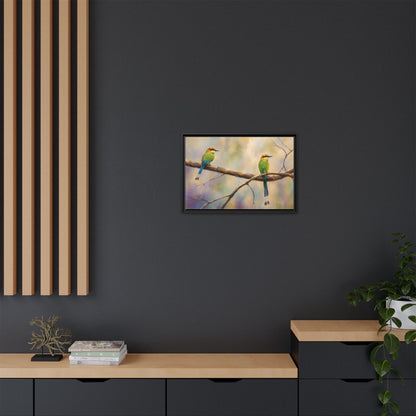 Twin Motmot Abstract Framed Canvas Print