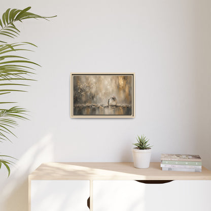 Dove Golden Abstract Framed Canvas Print